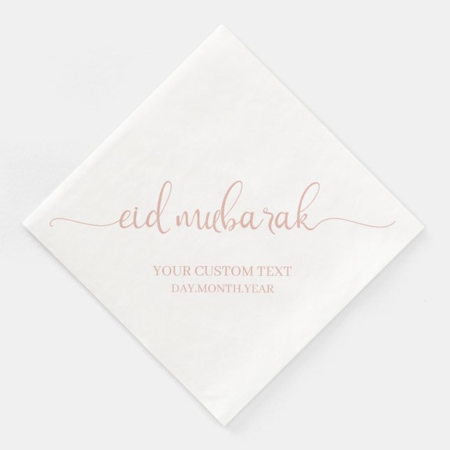 Dusty Pink Eid Mubarak Calligraphy Custom Napkin (Corner)