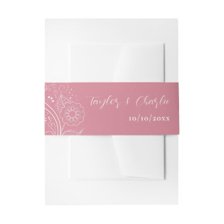 Dusty Pink Elegant Floral Wedding Invitation Belly Band