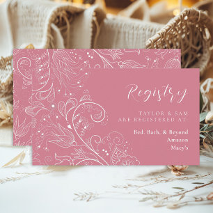 Dusty Pink Elegant Floral Wedding Registry Enclosure Card