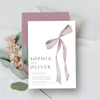 Dusty Pink Elegant Hand Drawn Bow Wedding
