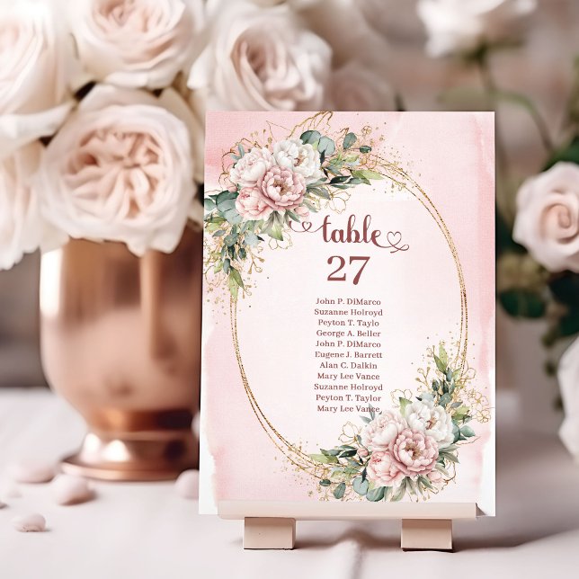 Dusty Pink Eucalyptus Wedding Table Number Sign (Dusty Pink Eucalyptus Wedding Table Number Sign)