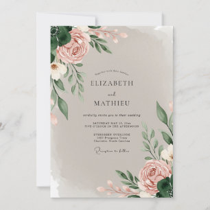 Dusty Pink Exquisite Floral Wedding Invitation