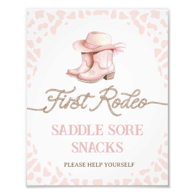 Dusty Pink First Rodeo 1st Birthday Party Sign (Front)