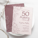 Dusty Pink Floral 50th Birthday Party Invitation<br><div class="desc">Dusty Pink Floral 50th Birthday Party Invitation. Minimalist modern design featuring botanical outline drawings accents and typography script font. Simple trendy invite card perfect for a stylish female bday celebration. Can be customised to any age. Printed Zazzle invitations or instant download digital printable template.</div>