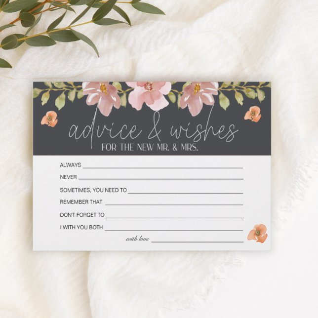 Dusty Pink Floral Advice Well Wishes Wedding Stationery (Creator Uploaded)
