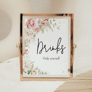 Dusty Pink Floral Baby Shower Drinks Poster