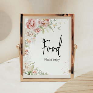 Dusty Pink Floral Baby Shower Food Poster