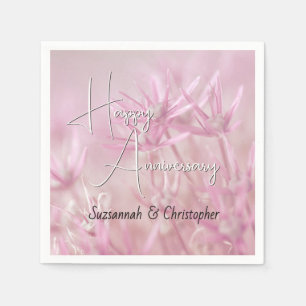Dusty Pink Floral Background Anniversary Napkin