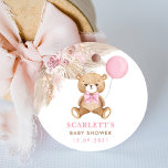 Dusty Pink Floral Boho Teddy Bear Baby Shower Classic Round Sticker<br><div class="desc">These beautiful boho-inspired sticker labels are the perfect extra touch to your teddy bear theme event. Personalise the plates with your details and if you want to further re-arrange the style and placement of the text,  please press the "Click to customise further" button.</div>