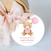 Dusty Pink Floral Boho Teddy Bear Baby Shower