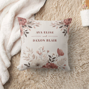 Dusty Pink Floral Budget Wedding or Anniversary Cushion