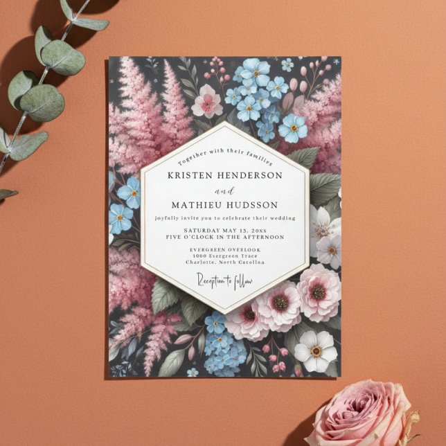 Dusty Pink Floral Enchantment Wedding Invitation (Creator Uploaded)