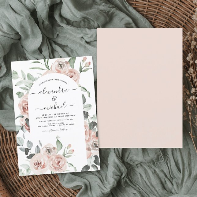 Dusty Pink Floral Eucalyptus Greenery Wedding Invi Invitation (Creator Uploaded)