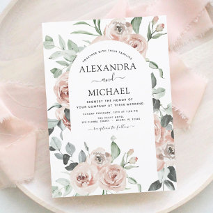 Dusty Pink Floral Eucalyptus Greenery Wedding Invi Invitation