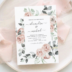 Dusty Pink Floral Eucalyptus Greenery Wedding Invi Invitation