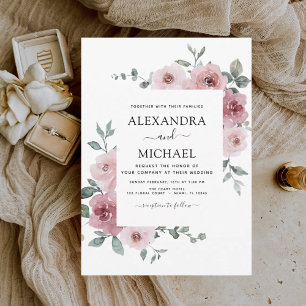 Dusty Pink Floral Eucalyptus Greenery Wedding Invi Invitation