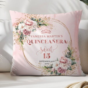 Dusty Pink Floral Eucalyptus Perfect Gift Quince  Cushion