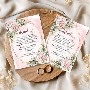 Dusty Pink Floral Eucalyptus Wedding Details  Enclosure Card