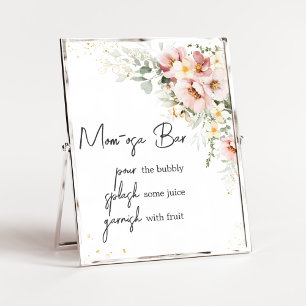 Dusty Pink Floral Greenery Baby Shower Mum Osa Bar Poster
