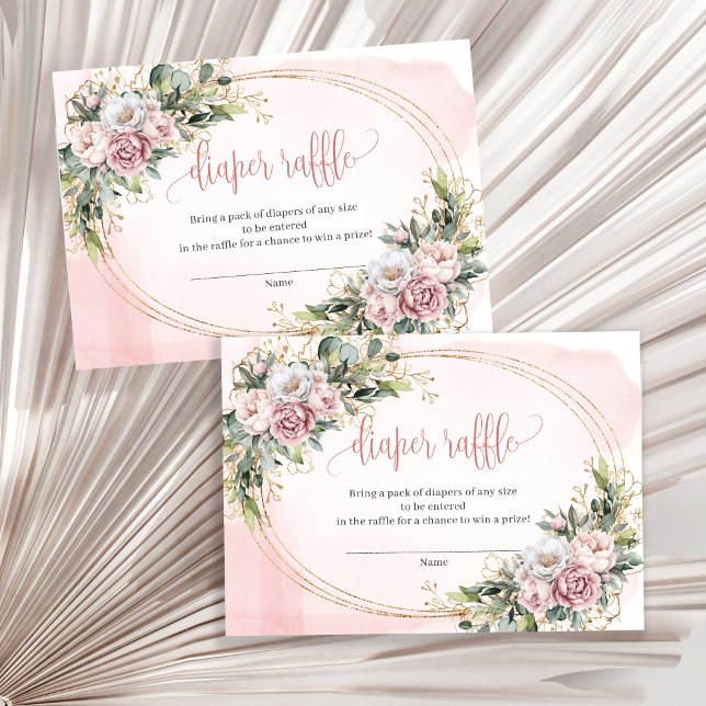 Dusty Pink Floral Greenery Girl Baby Raffle Slip Enclosure Card (Dusty Pink Floral Greenery Girl Baby Raffle Slip)