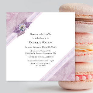 Dusty Pink Floral & Marble High Tea Bridal Shower Invitation