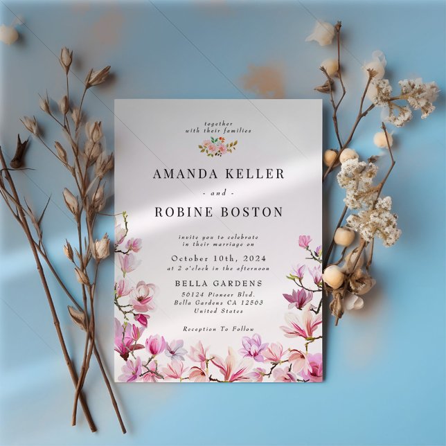 Dusty Pink Floral Wedding Invitation (Creator Uploaded)
