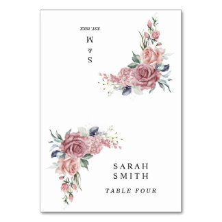Dusty Pink Floral Wedding Place Cards