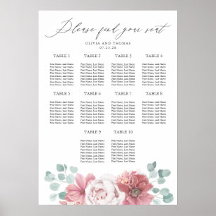 Dusty Pink Floral Wedding Seating Chart