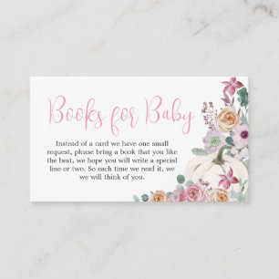 Dusty Pink Floral White Pumpkin Books for Baby Enclosure Card