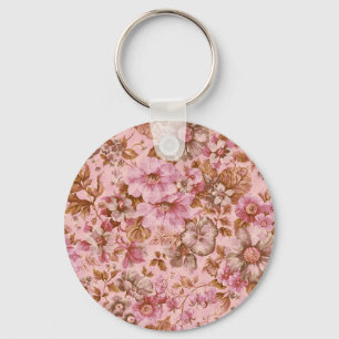 Dusty Pink Floral with  Texture Key Ring