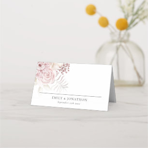 Dusty Pink Florals Names Date Welcome Wedding Place Card