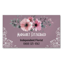 Dusty pink florist magnetic business card