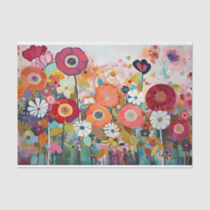 Dusty Pink Flowers Abstract Painting Decoupage Tissue Paper