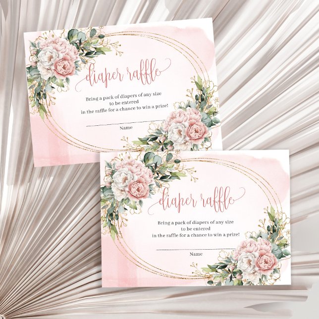 Dusty Pink Flowers Eucalyptus Baby Girl Raffle  Enclosure Card (Dusty Pink Flowers Eucalyptus Baby Girl Raffle Insert)