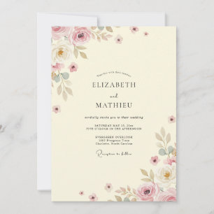 Dusty Pink Foliage Eucalyptus Wedding Invitation