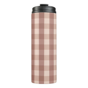 Dusty Pink Gingham Checkered Thermal Tumbler