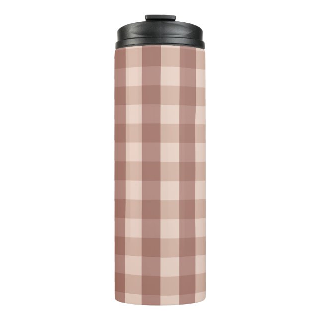 Dusty Pink Gingham Chequered Thermal Tumbler (Front)