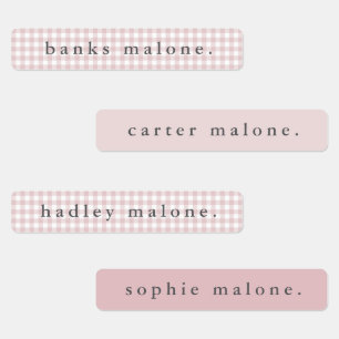 Dusty Pink Gingham Waterproof Name