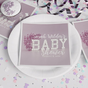 Dusty Pink Girl Balloon Arch Baby Shower Napkins