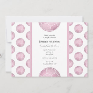 dusty pink girl's soccer birthday or team party invitation
