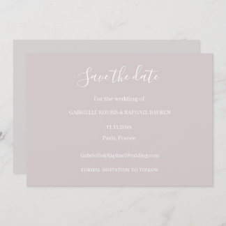 Dusty Pink Grey and White Save The Date Wedding Invitation