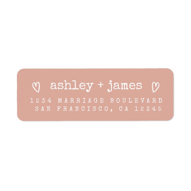 Dusty Pink Heart Couple Return Address Label (Front)