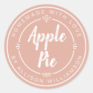 Dusty Pink Homemade Apple Pie Classic Round Sticker
