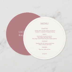 Dusty Pink & Ivory Monogrammed Round Wedding Menu