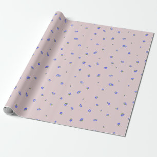 Dusty Pink Japanese Gentian Floral Pattern Wrapping Paper