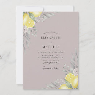 Dusty Pink Lemon Eucalyptus Wedding Invitation