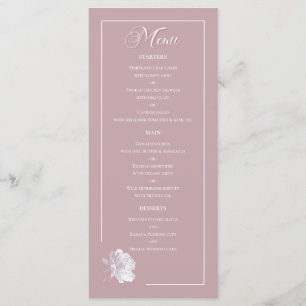 Dusty Pink Line Art Rose Dinner Details Wedding Menu
