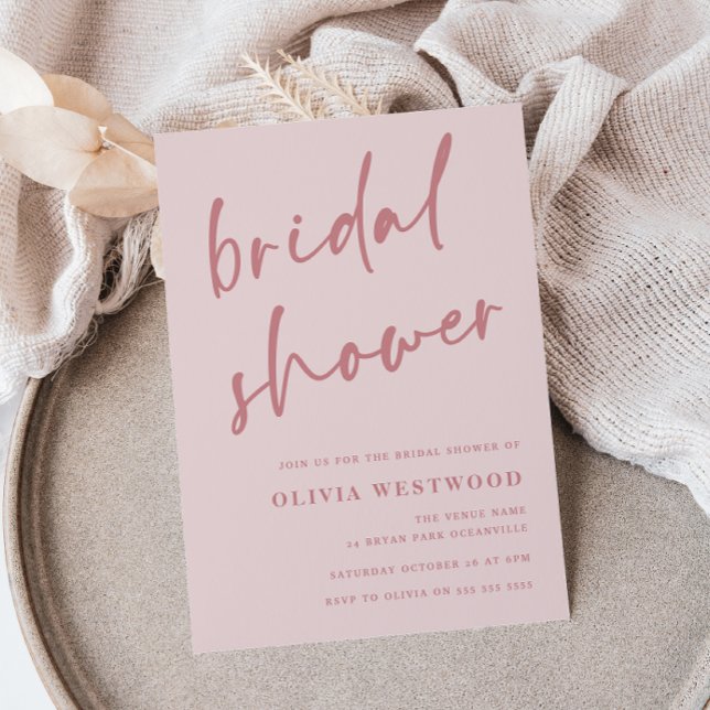 Dusty Pink Mauve & Blush Modern Bridal Shower Invitation (Creator Uploaded)
