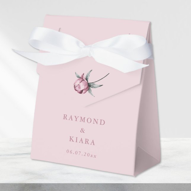 Dusty Pink Mauve Peony Minimal Wedding Favour Box (dusty pink peony simple modern vintage wedding favor box
)