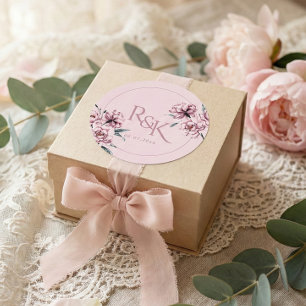 Dusty Pink Mauve Peony Wedding Favour Round Sticke Classic Round Sticker